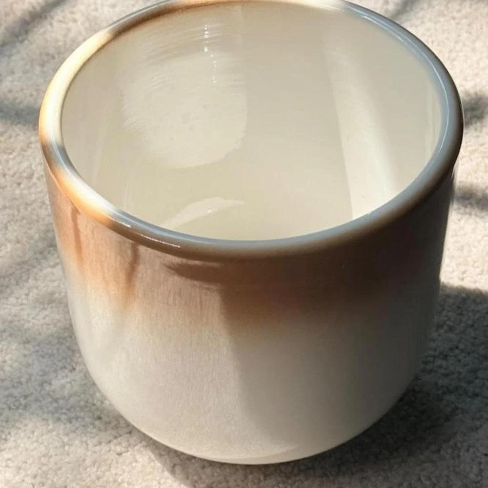 Brand New 6in White and Cedar Ceramic Planter with Gradiant Effect